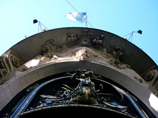 The door of the beaux arts naval center in downtown Buenos Aires