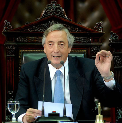 Nestór Kirchner when he held the office of the Argentine Presidency