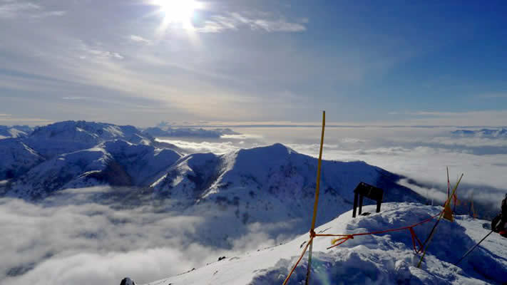 A photo of Cerro Catedral in Bariloche from the peak, photo by Ryan Rambo