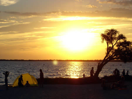 A beach on the river in Gualeguaychu, Entre Rios, Argentina