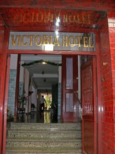 The entrance to the Victoria Hotel