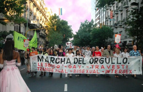 The Buenos Aires Gay Pride parade begins its march up Avenida de Mayo