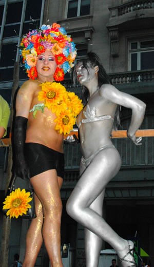 Transvestites pose at the annual Buenos Aires Gay Pride parade 