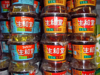 Asian sauces on grocery shelves 