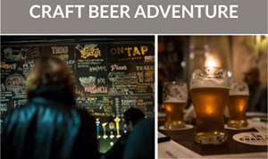 Buenos Aires Beer Tour Flyer that says 'Craft Beer Adventure' with a picture of a pub and a pint of beer