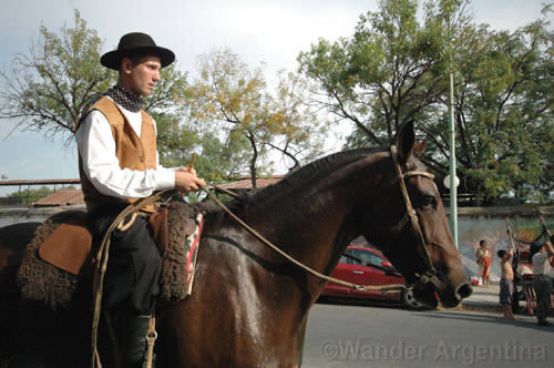 A gaucho on a horse at the Mataderos Fair outside Buenos Aires