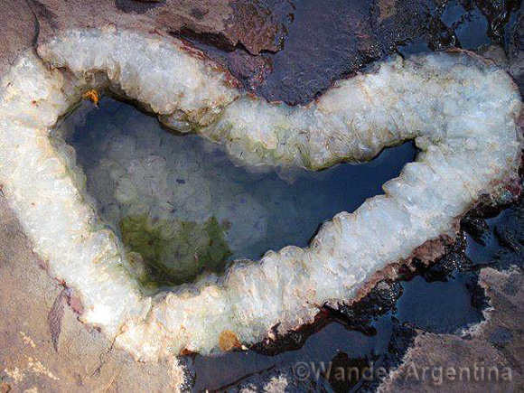 A crystal shaped in a heart at the Wanda Mines