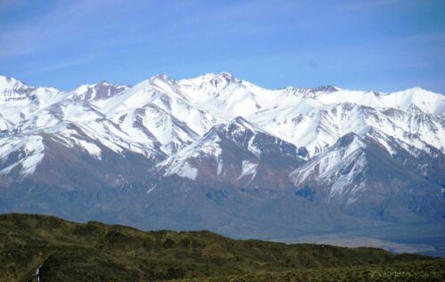 The Andes mountains topped with snow in Mendoza