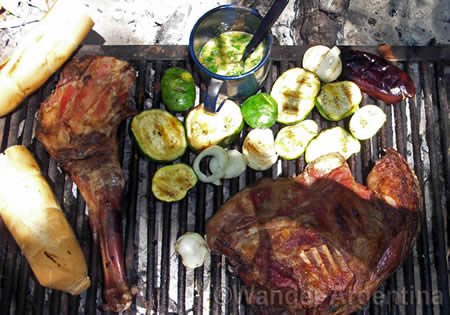 Basic asado (barbeque) in the Argentine countryside 
