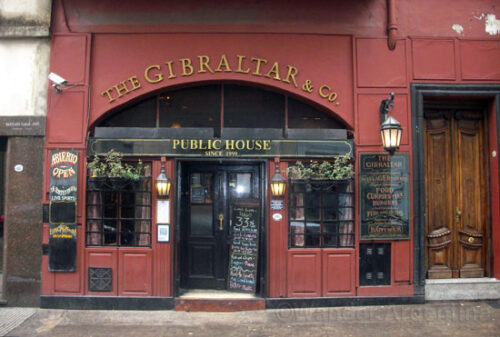 The exterior of a traditional English pub, Gibralter