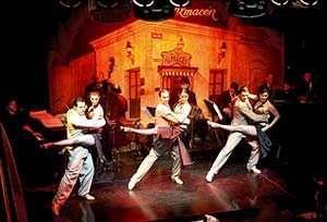 Dancers performing on stage at the Viejo Almacen Tango Show in Buenos AIres 