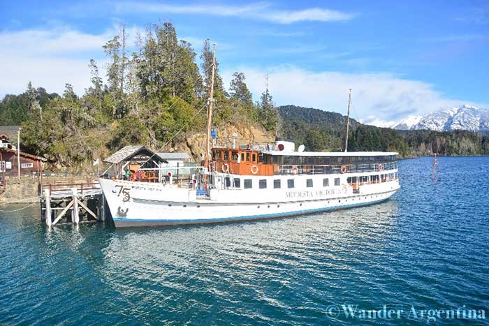 The famous boat, The Modesta Victoria goes to Isla Victoria and is a popular excursion in Bariloche