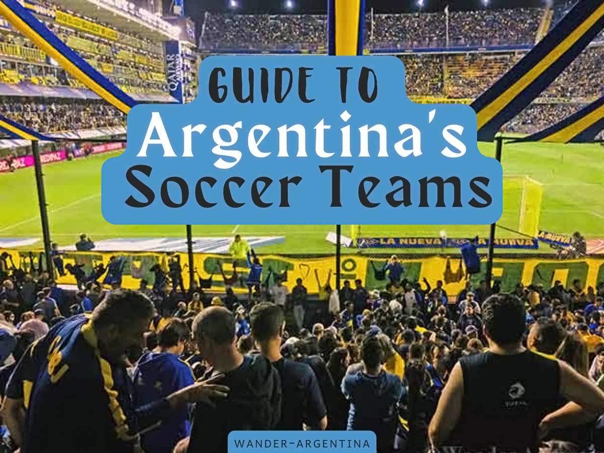 Argentina soccer teams (words over stadium field)