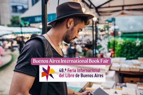 Man looking at books: Buenos Aires Book Fair'