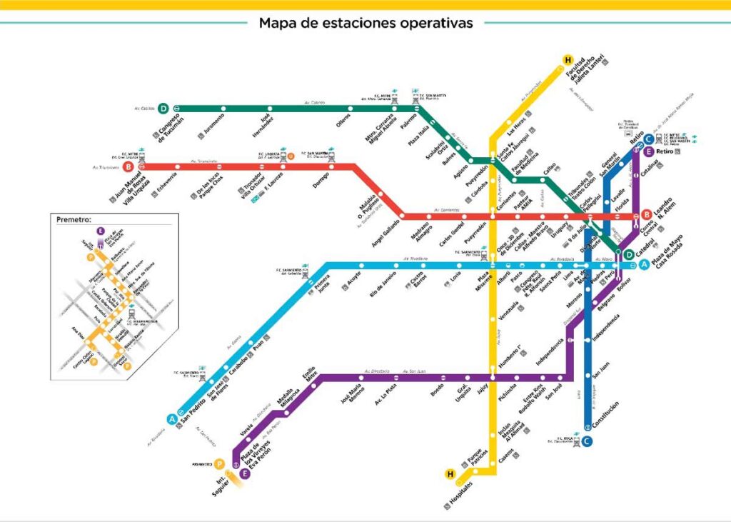 Map of the Buenos Aires Subway Lines 
