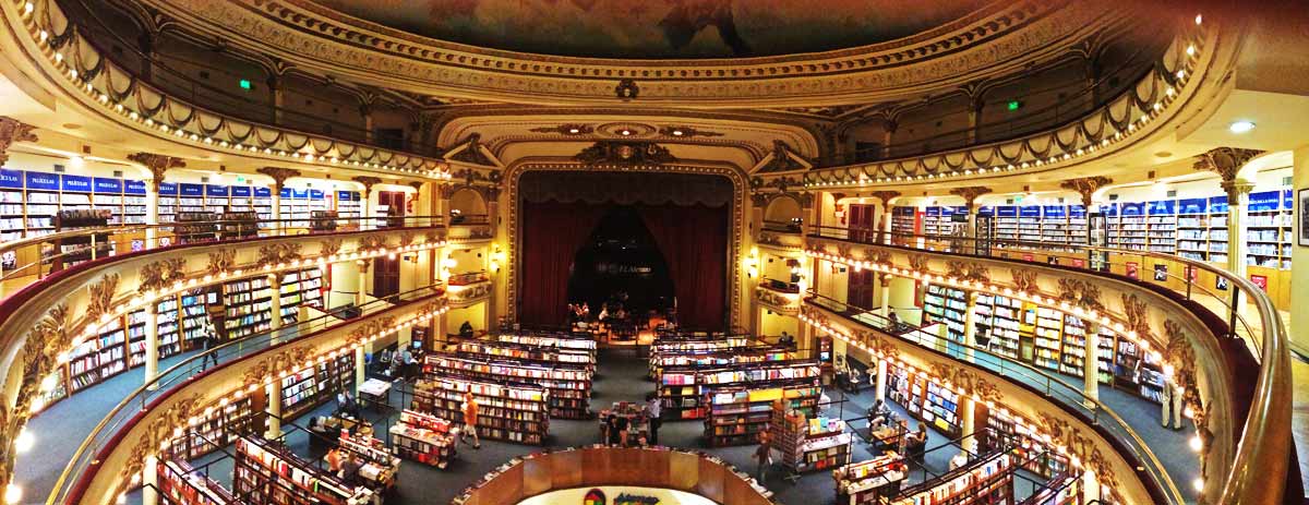 Interior of bookstore in old opera house