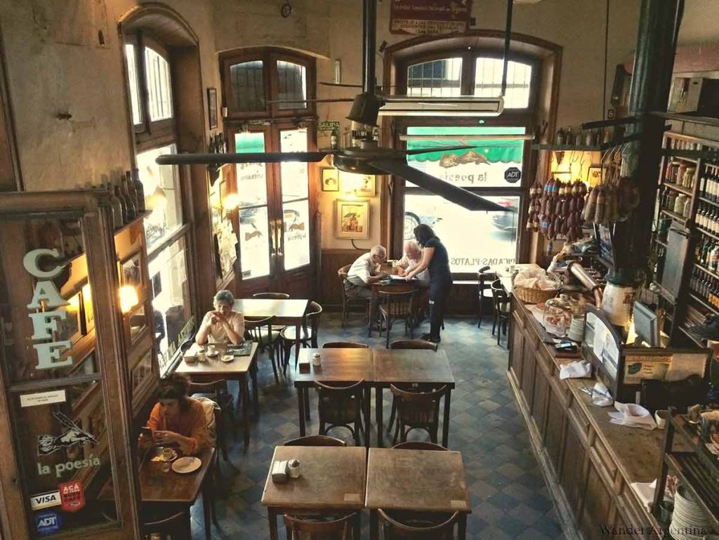 Bird's eye view of a traditional cafe-bar in San Telmo 