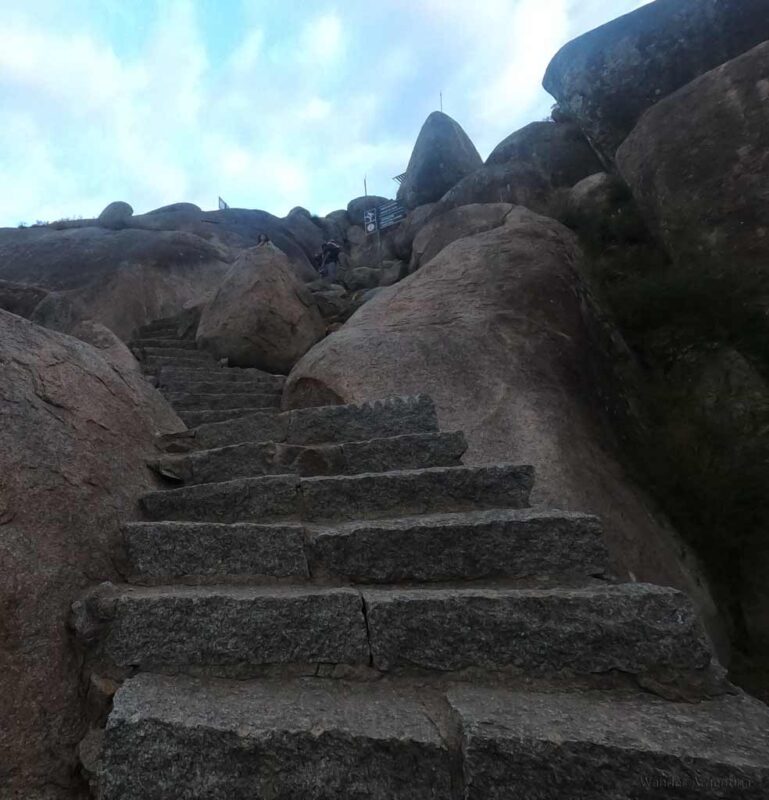 Stone stairs leading to the Piedra Movediza or 'shifting stone' 