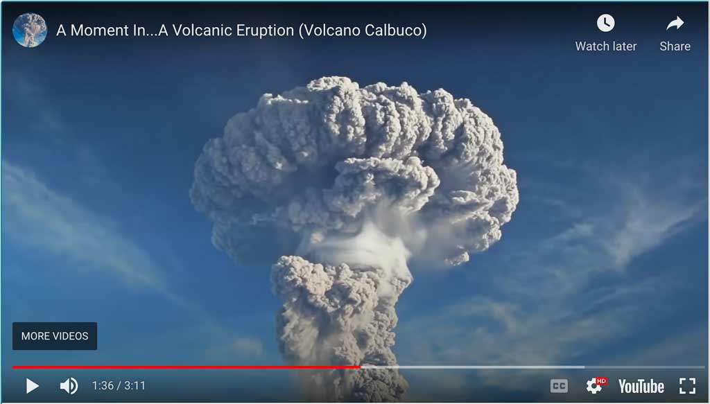 Screenshot of Volcanic eruption of Calbuco in 2015