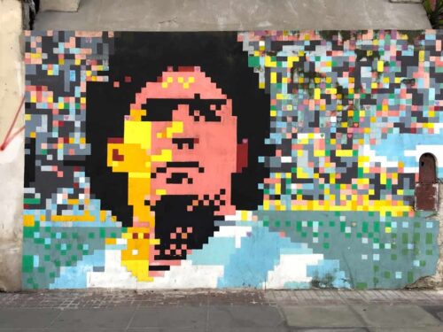 Diego Maradona Cubist mural