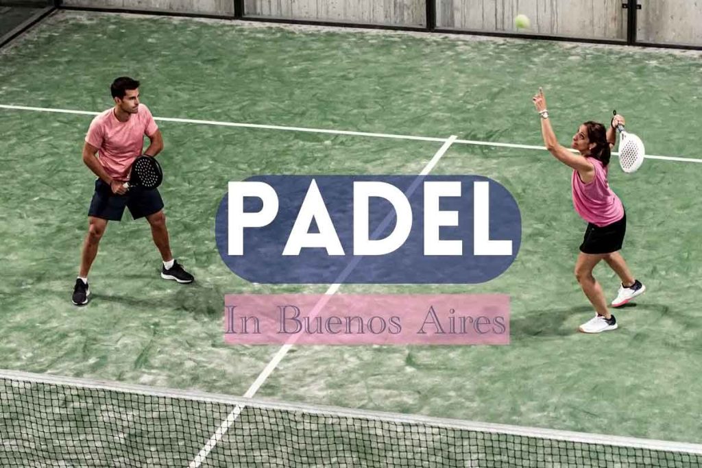 'Paddle tennis in Buenos Aires', couple playing on indoor court. 