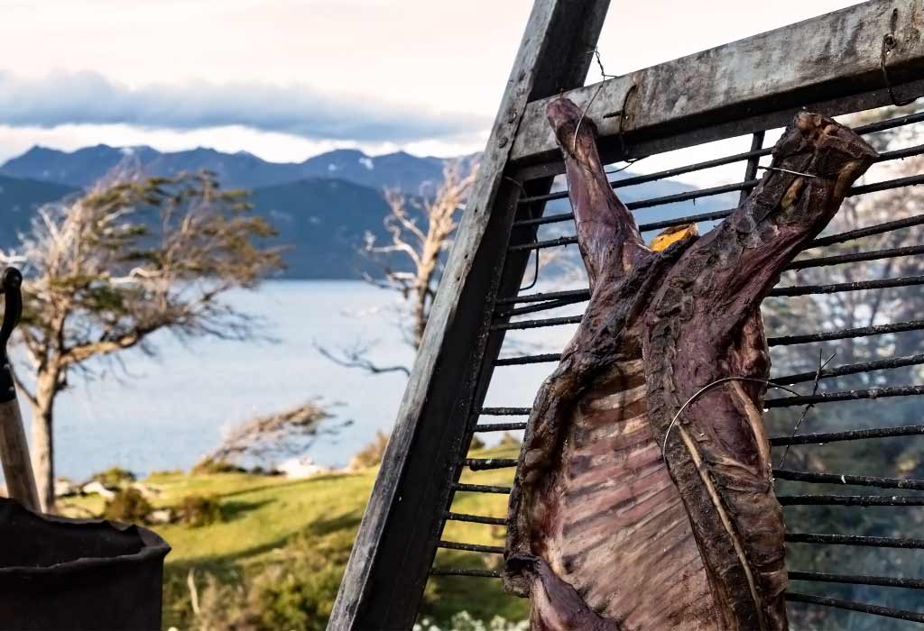 Patagonia lamb being griled