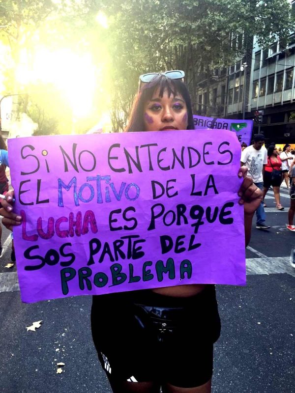 A protester on Woman's Day in Buenos Aires